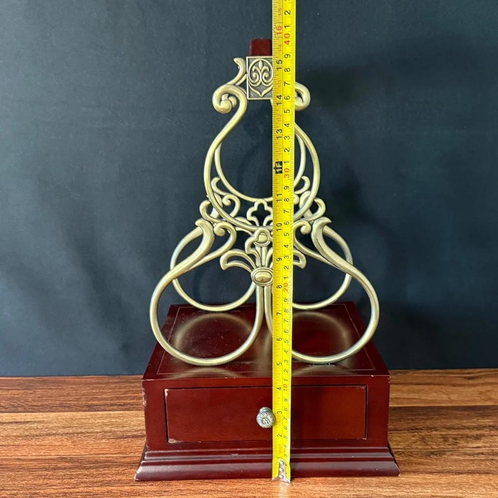 Red Cherry Wood & Brass 3 Bottle Wine Rack